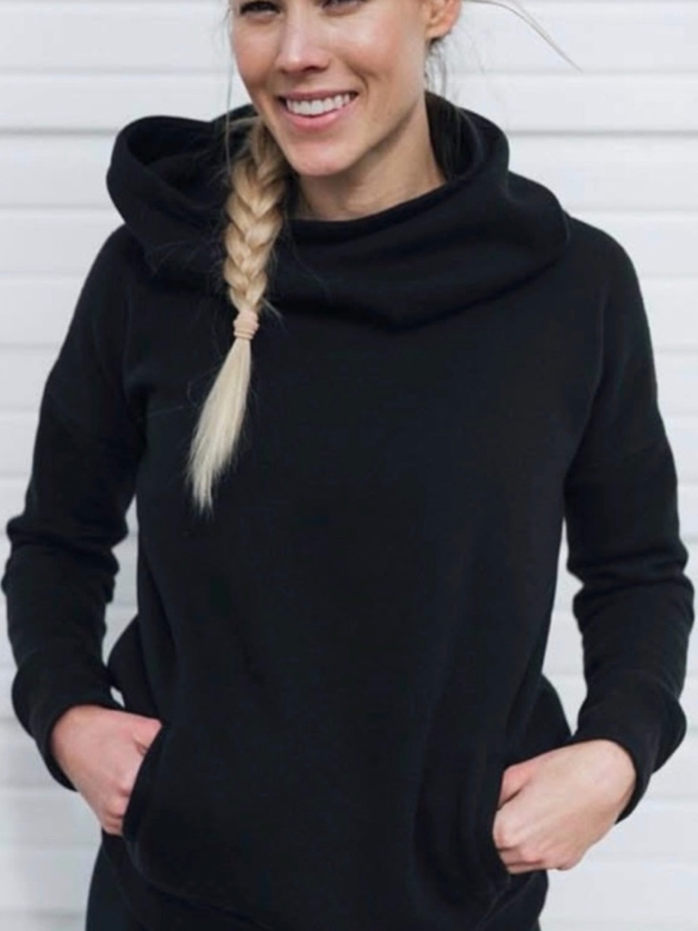 ZYIA Active Oh So Soft Hoodie - Cowl Neck Sweatshirt - Black